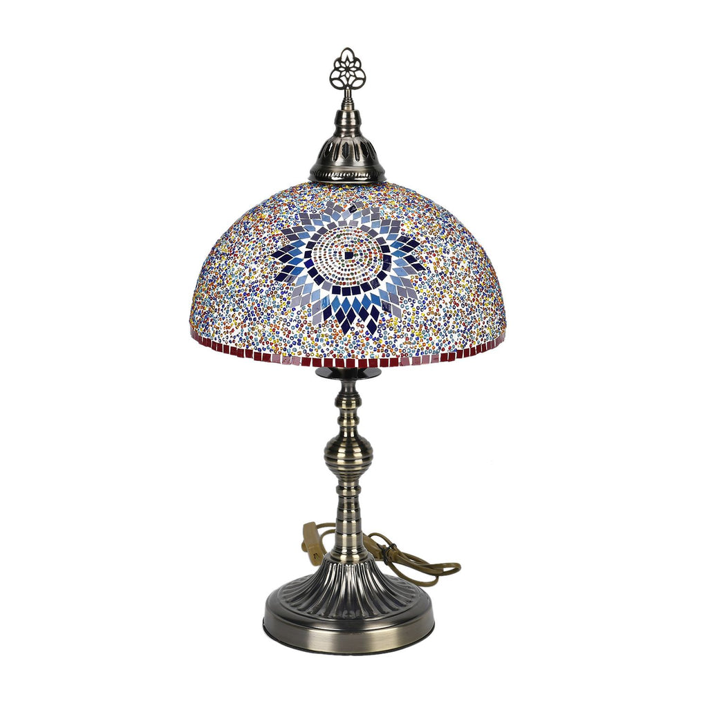 Künstlerische Marokkanische Mosaikglas-Tischlampe mit Bronzefuß, Größe 59cm, mehrfarbig