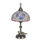 Künstlerische Marokkanische Mosaikglas-Tischlampe mit Bronzefuß, Größe 59cm, mehrfarbig