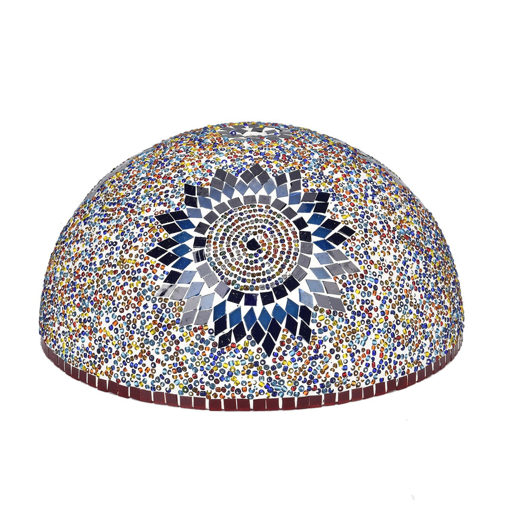 Künstlerische Marokkanische Mosaikglas-Tischlampe mit Bronzefuß, Größe 59cm, mehrfarbig