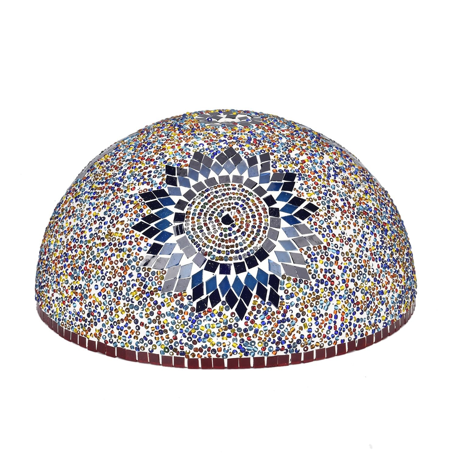 Künstlerische Marokkanische Mosaikglas-Tischlampe mit Bronzefuß, Größe 59cm, mehrfarbig