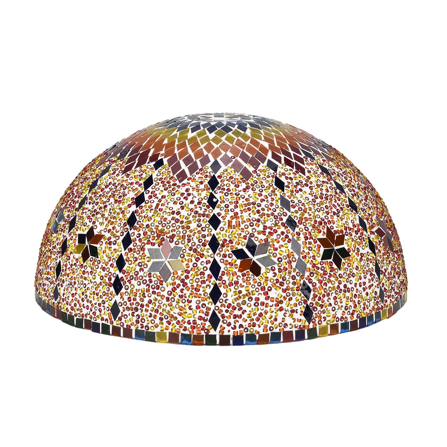 Künstlerische Mosaikglas-Tischlampe mit Bronzefuß, Größe 59cm, mehrfarbig