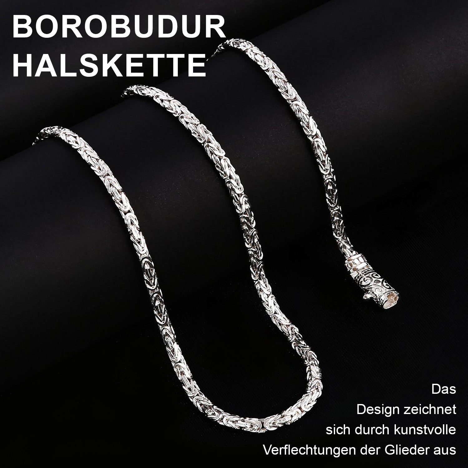 Royal Bali - 925 Silber Borobudur Halskette, ca. 50 cm, ca. 35,89g
