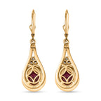AA Afrikanischer Rubin (Fissure gefüllt), Moissanit Ohrringe, 925 Silber Gelbgold Vermeil, ca. 6.17 ct