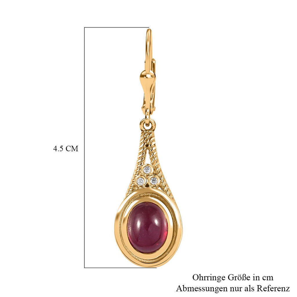 AA Afrikanischer Rubin (Fissure gefüllt), Moissanit Ohrringe, 925 Silber Gelbgold Vermeil, ca. 6.17 ct