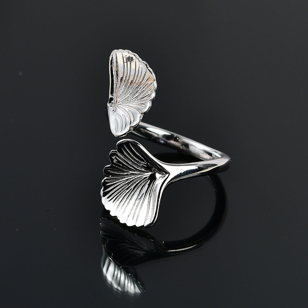 GP Italienische Garten Kollektion - Silbener Blatt-Ring, 925 Silber rhodiniert (Größe 16.00)