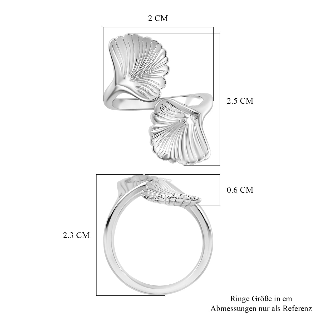GP Italienische Garten Kollektion - Silbener Blatt-Ring, 925 Silber rhodiniert (Größe 16.00)