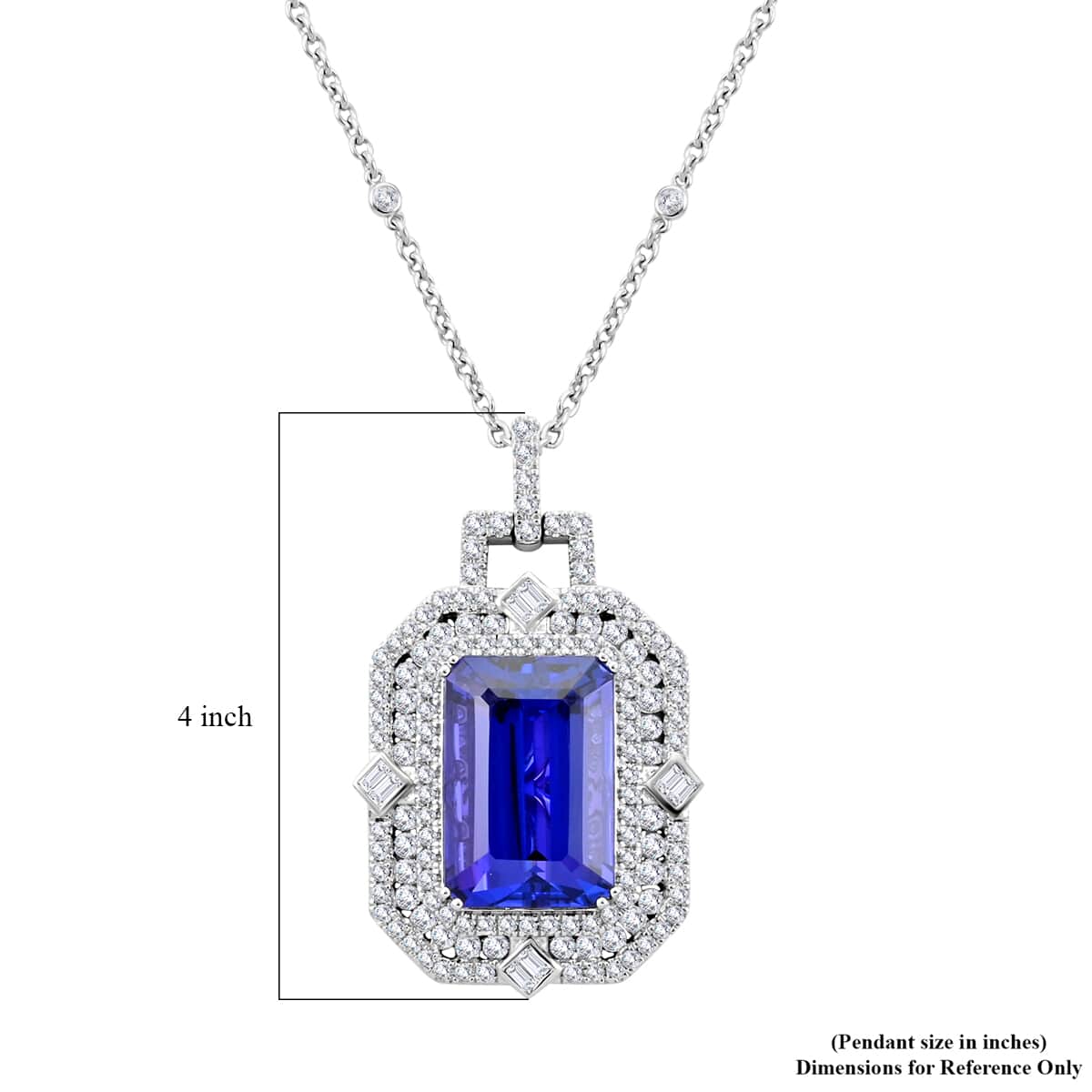 CHAIRMAN VAULT COLLECTION - AAAA Tansanit, Weißer Diamant Halskette, zertifiziert und geprüft, 950 Platin ca. 20.05 ct