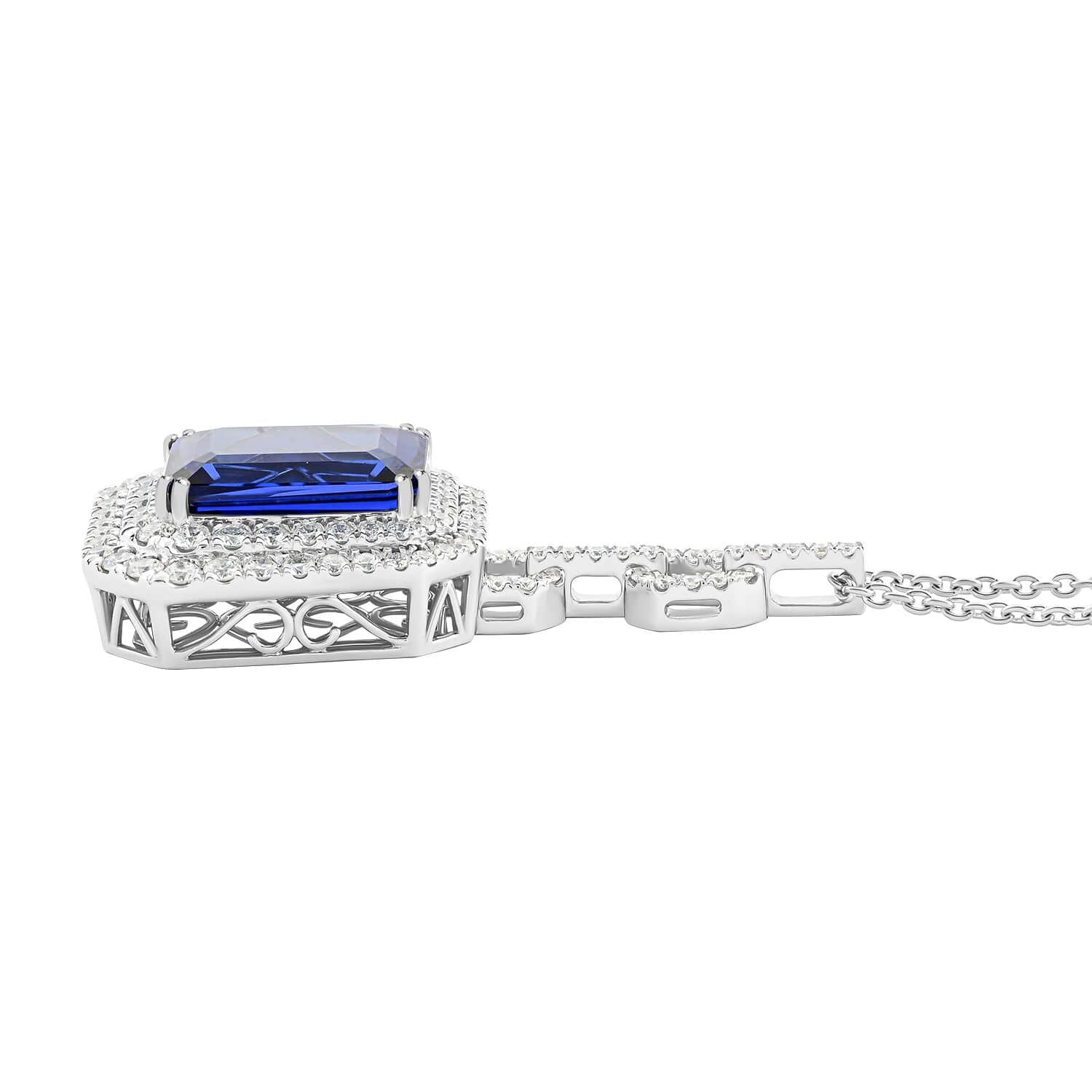 CHAIRMAN VAULT COLLECTION - AAAA Tansanit, Weißer Diamant Halskette, zertifiziert und geprüft, 950 Platin ca. 26.06 ct