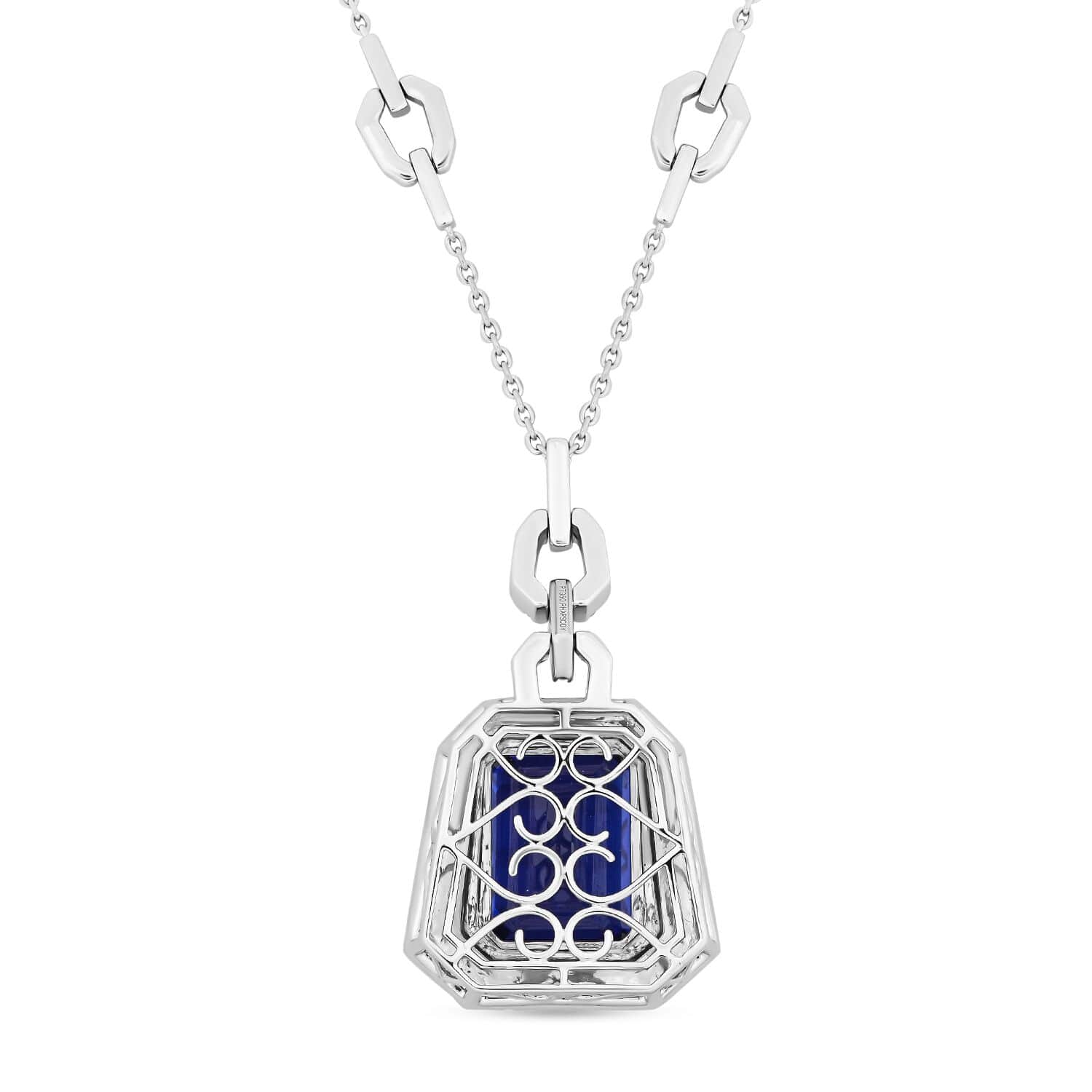 CHAIRMAN VAULT COLLECTION - AAAA Tansanit, Weißer Diamant Halskette, zertifiziert und geprüft, 950 Platin ca. 26.06 ct