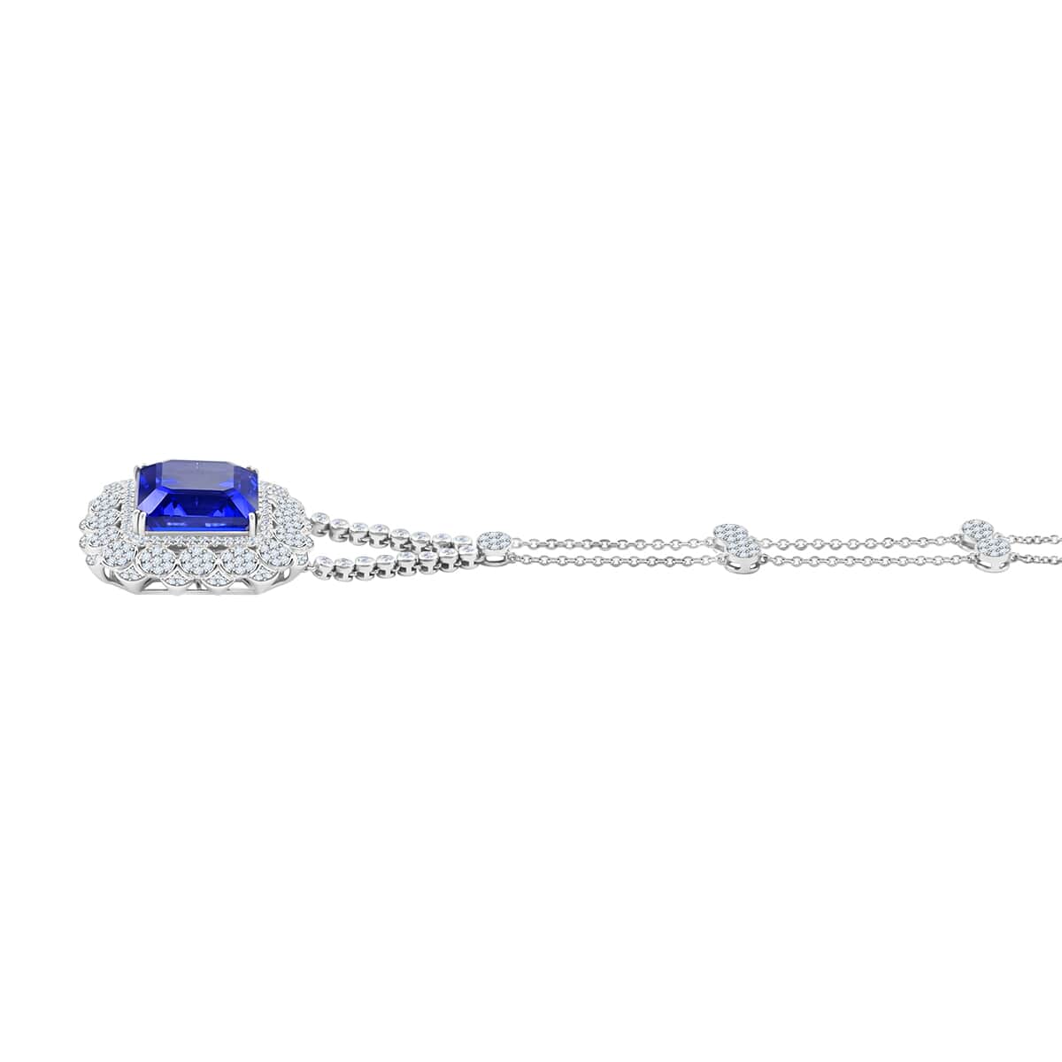 CHAIRMAN VAULT COLLECTION - AAAA Tansanit, Weißer Diamant Anhänger, zertifiziert und geprüft, 950 Platin ca. 43.35 ct