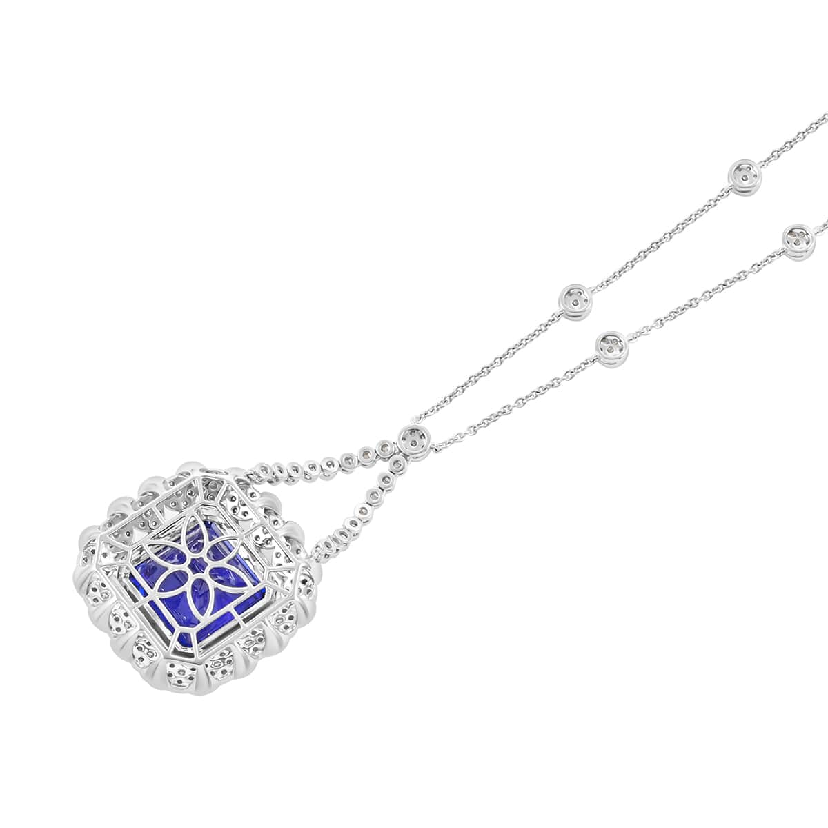 CHAIRMAN VAULT COLLECTION - AAAA Tansanit, Weißer Diamant Anhänger, zertifiziert und geprüft, 950 Platin ca. 43.35 ct