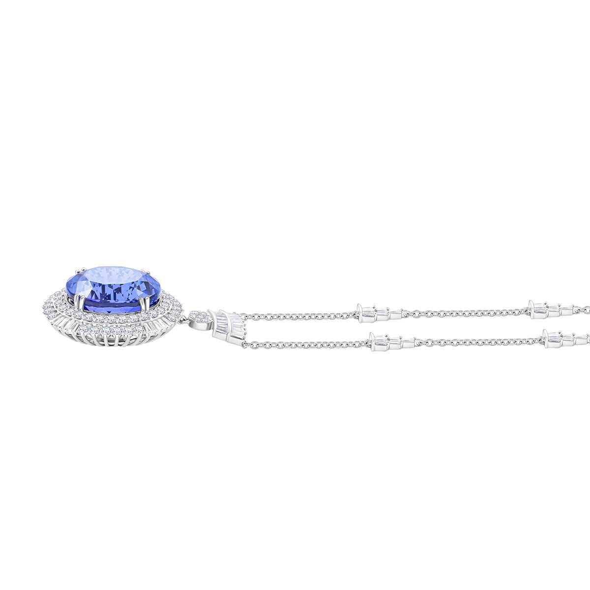 CHAIRMAN VAULT COLLECTION - AAAA Tansanit, Weißer Diamant Anhänger, zertifiziert und geprüft, 950 Platin ca. 35.06 ct