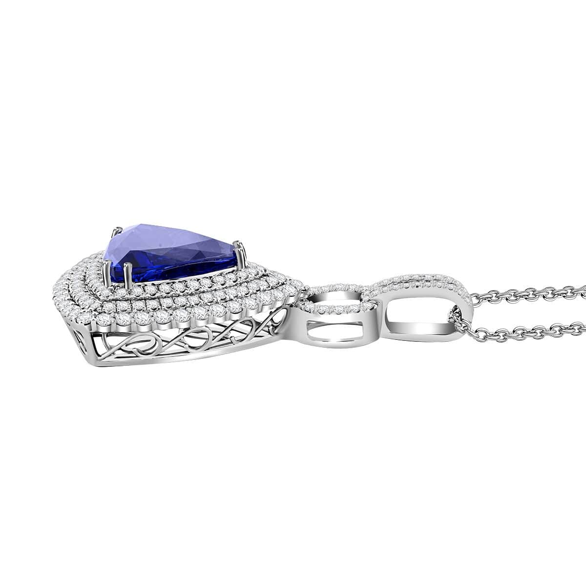 CHAIRMAN VAULT COLLECTION - AAAA Tansanit, Weißer Diamant Anhänger, zertifiziert und geprüft, 950 Platin ca. 24.39 ct