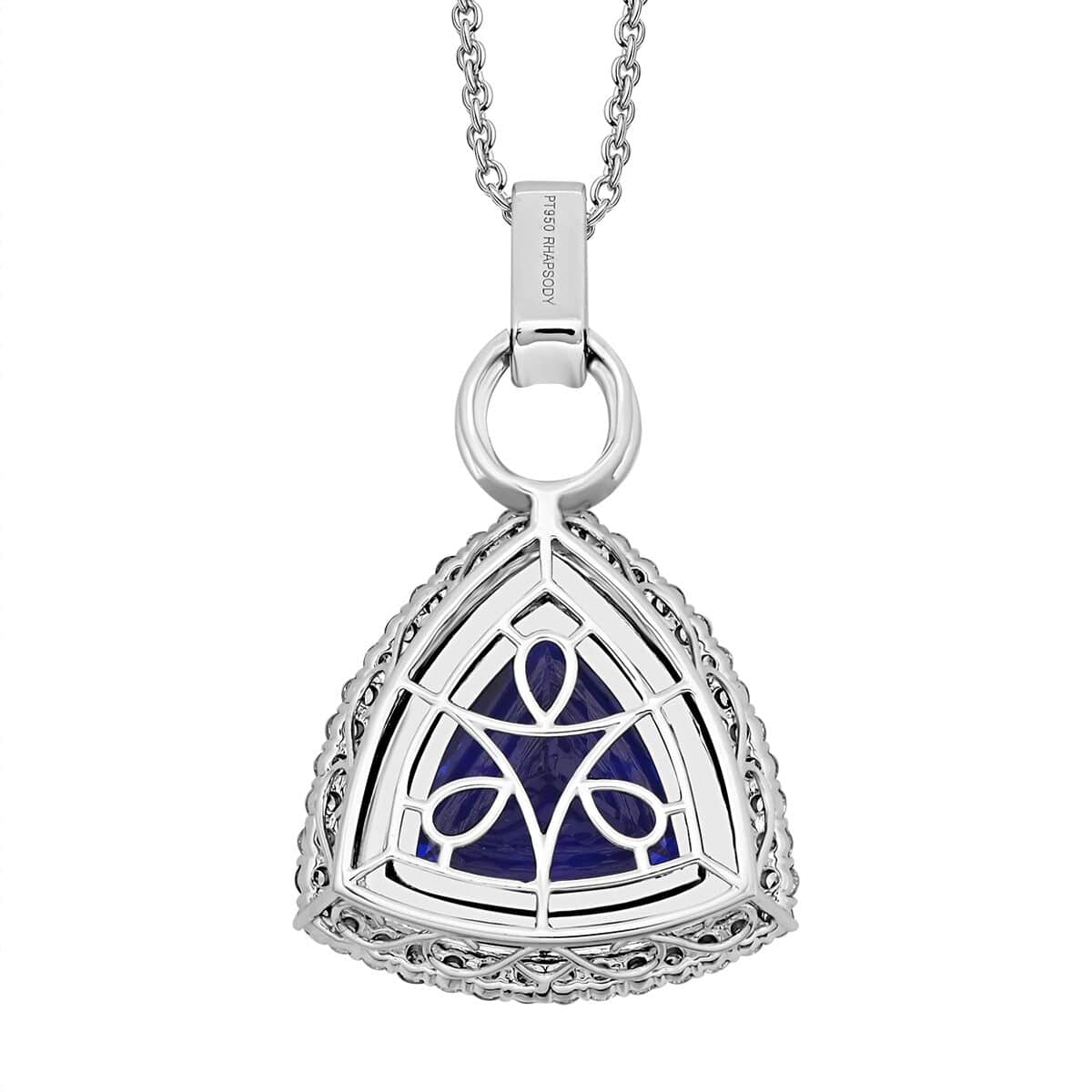 CHAIRMAN VAULT COLLECTION - AAAA Tansanit, Weißer Diamant Anhänger, zertifiziert und geprüft, 950 Platin ca. 24.39 ct