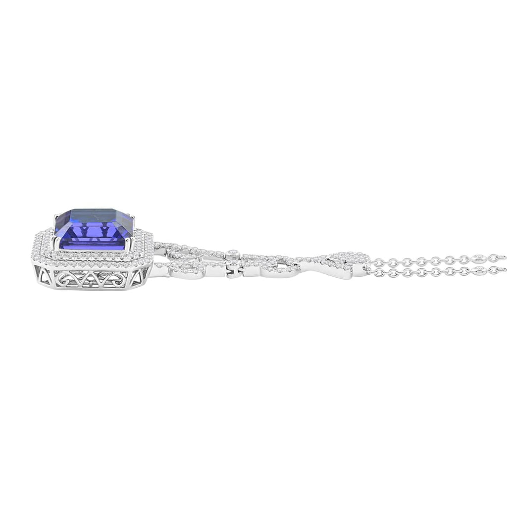 CHAIRMAN VAULT COLLECTION - AAAA Tansanit, Weißer Diamant Anhänger, zertifiziert und geprüft, 950 Platin ca. 24.86 ct