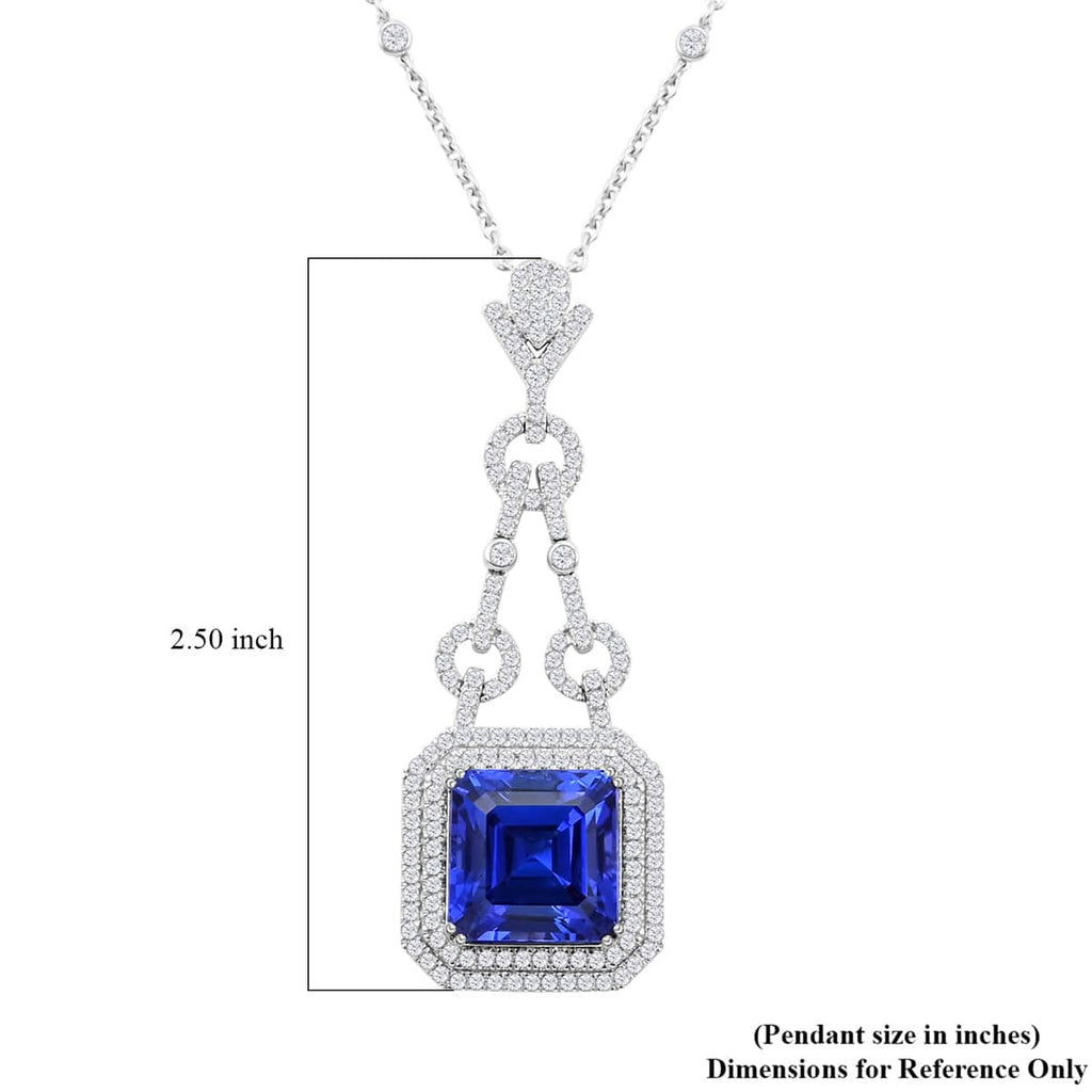 CHAIRMAN VAULT COLLECTION - AAAA Tansanit, Weißer Diamant Anhänger, zertifiziert und geprüft, 950 Platin ca. 24.86 ct