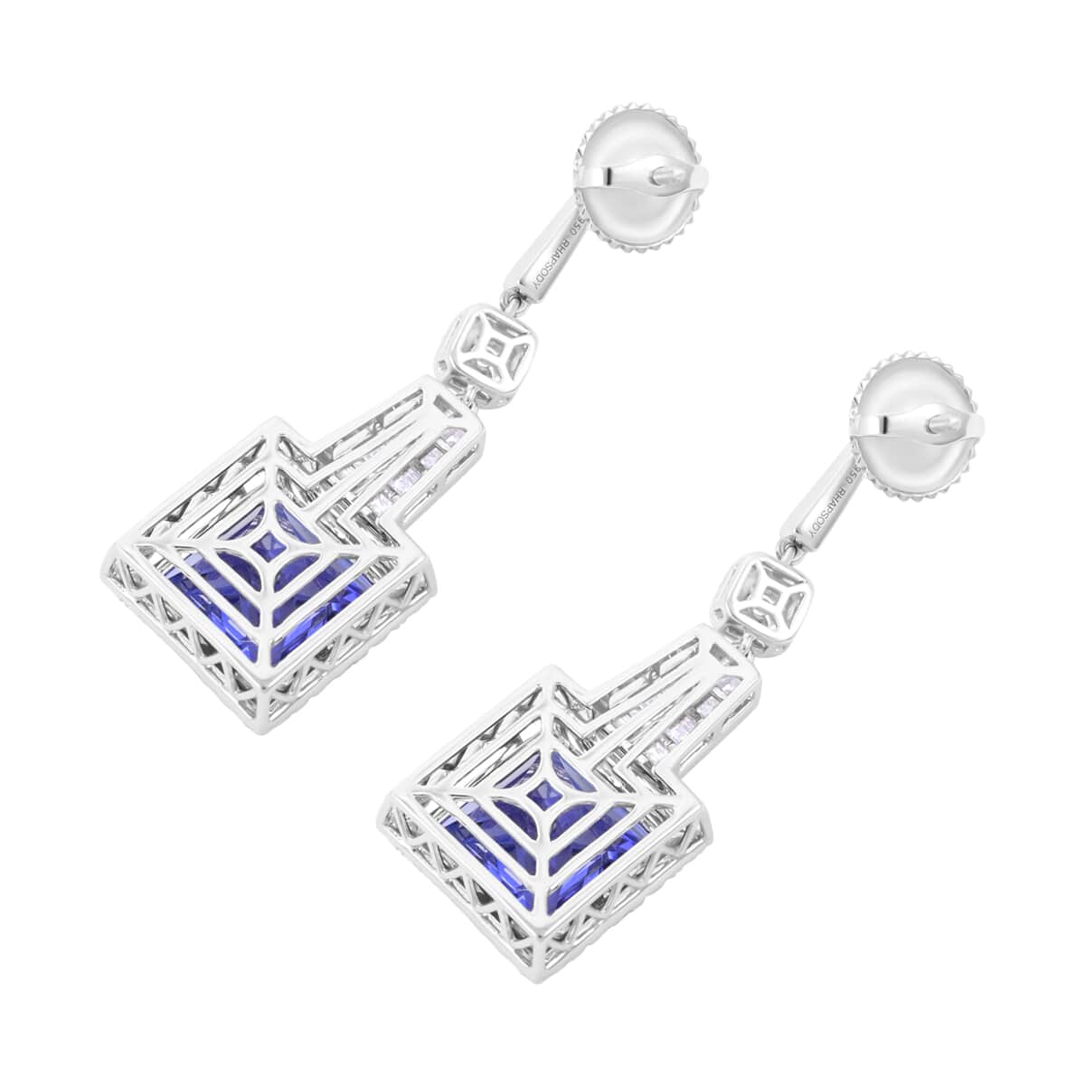 CHAIRMAN VAULT COLLECTION - AAAA Tansanit, Weißer Diamant Ohrringe, zertifiziert und geprüft, 950 Platin ca. 24.04 ct
