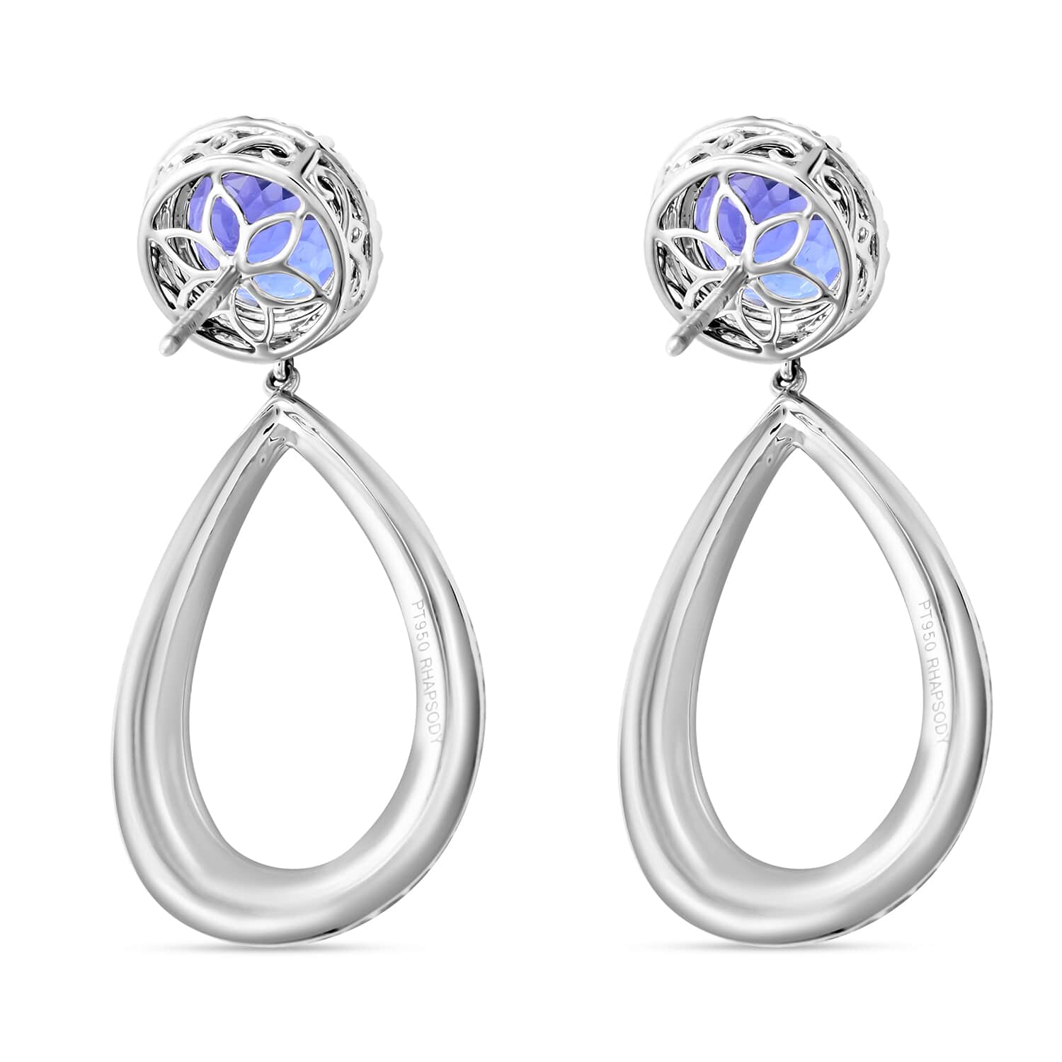 CHAIRMAN VAULT COLLECTION - AAAA Tansanit, Weißer Diamant Ohrringe, zertifiziert und geprüft, 950 Platin ca. 18.64 ct