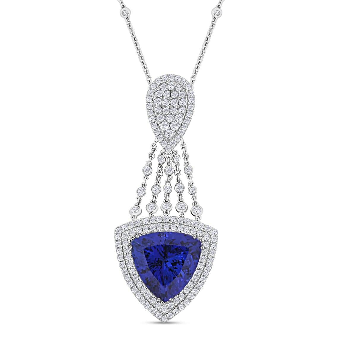 CHAIRMAN VAULT COLLECTION - AAAA Tansanit, Weißer Diamant Anhänger, zertifiziert und geprüft, 950 Platin ca. 22.15 ct