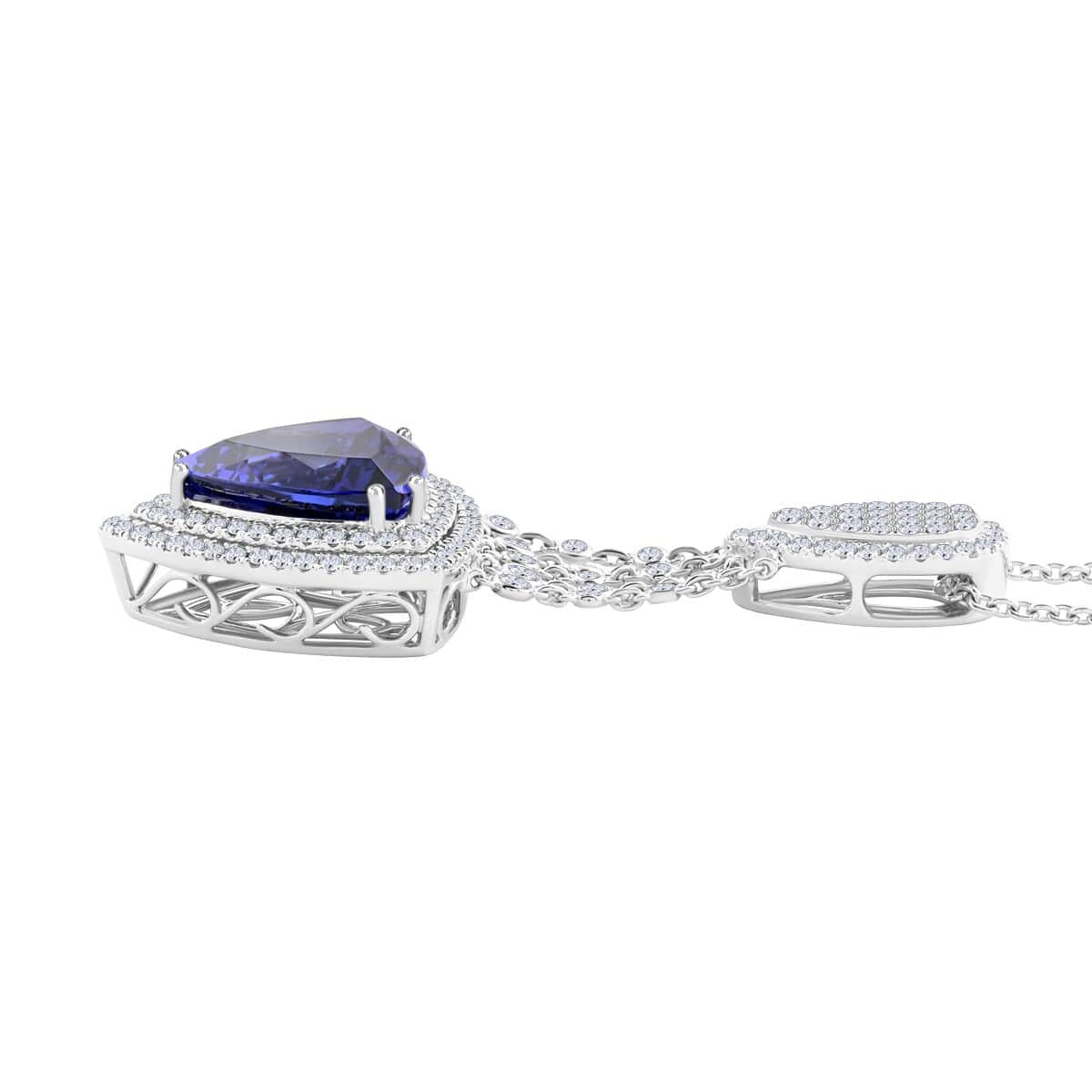 CHAIRMAN VAULT COLLECTION - AAAA Tansanit, Weißer Diamant Anhänger, zertifiziert und geprüft, 950 Platin ca. 22.15 ct
