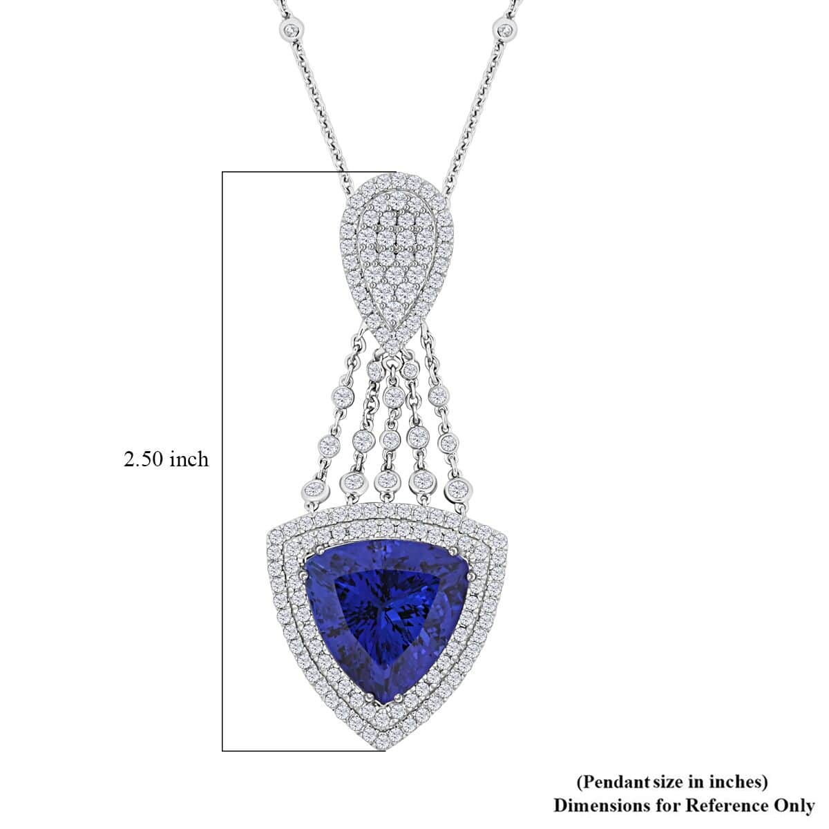 CHAIRMAN VAULT COLLECTION - AAAA Tansanit, Weißer Diamant Anhänger, zertifiziert und geprüft, 950 Platin ca. 22.15 ct
