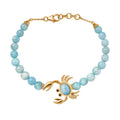 Larimar Armband ca. 18 cm 925 Silber 750 Gelbgold Vermeil ca. 28,07 ct.