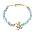 Larimar Armband ca. 18 cm 925 Silber 750 Gelbgold Vermeil ca. 28,07 ct.