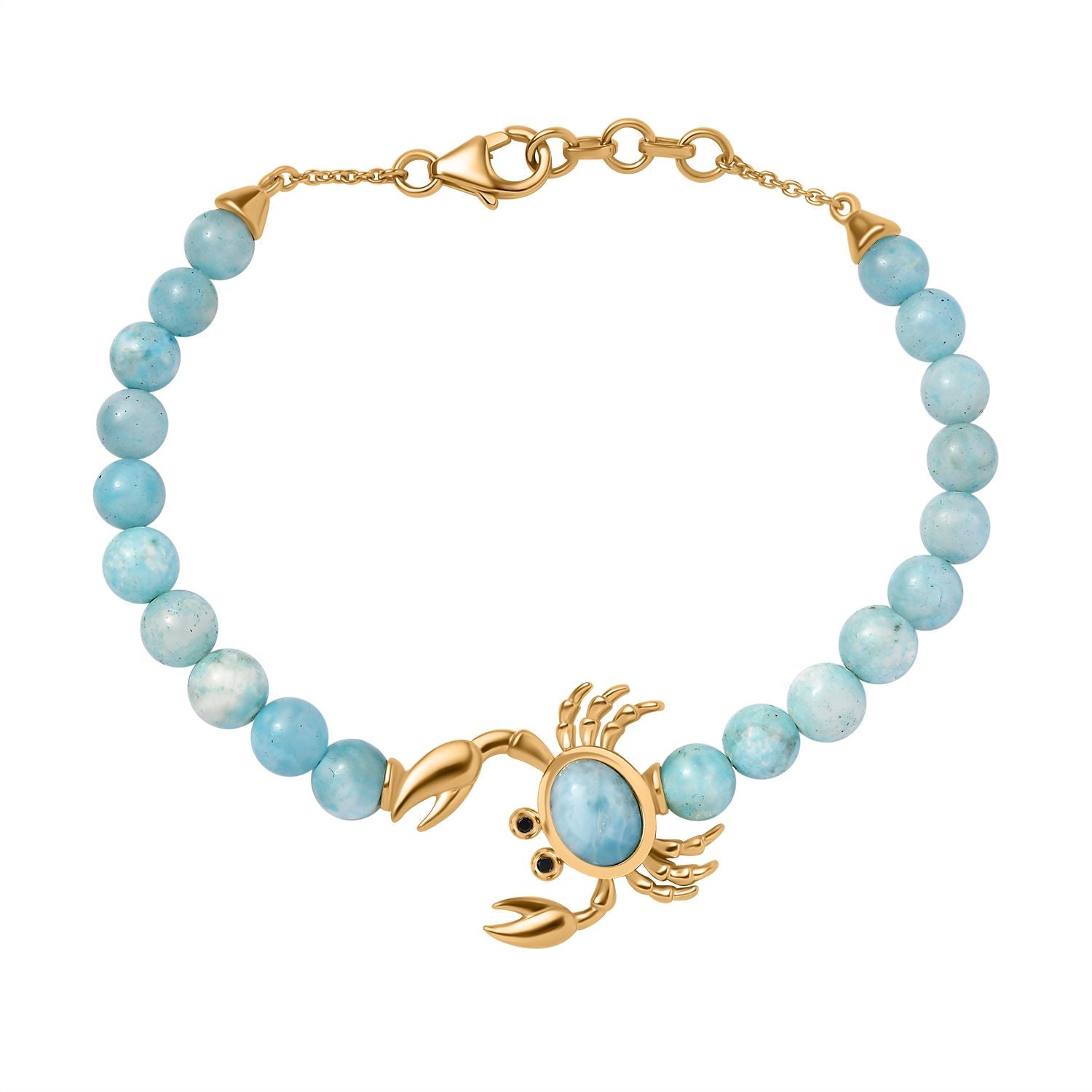 Larimar Armband ca. 18 cm 925 Silber 750 Gelbgold Vermeil ca. 28,07 ct.