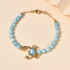 Larimar Armband ca. 18 cm 925 Silber 750 Gelbgold Vermeil ca. 28,07 ct.