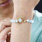 Larimar Armband ca. 18 cm 925 Silber 750 Gelbgold Vermeil ca. 28,07 ct.