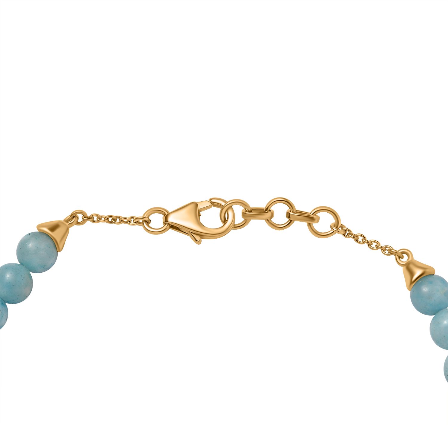 Larimar Armband ca. 18 cm 925 Silber 750 Gelbgold Vermeil ca. 28,07 ct.