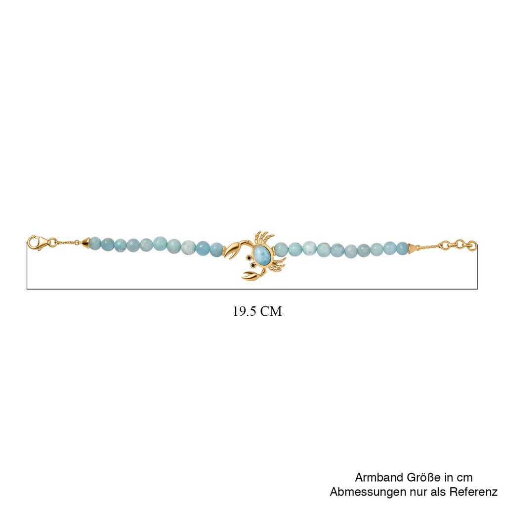Larimar Armband ca. 18 cm 925 Silber 750 Gelbgold Vermeil ca. 28,07 ct.