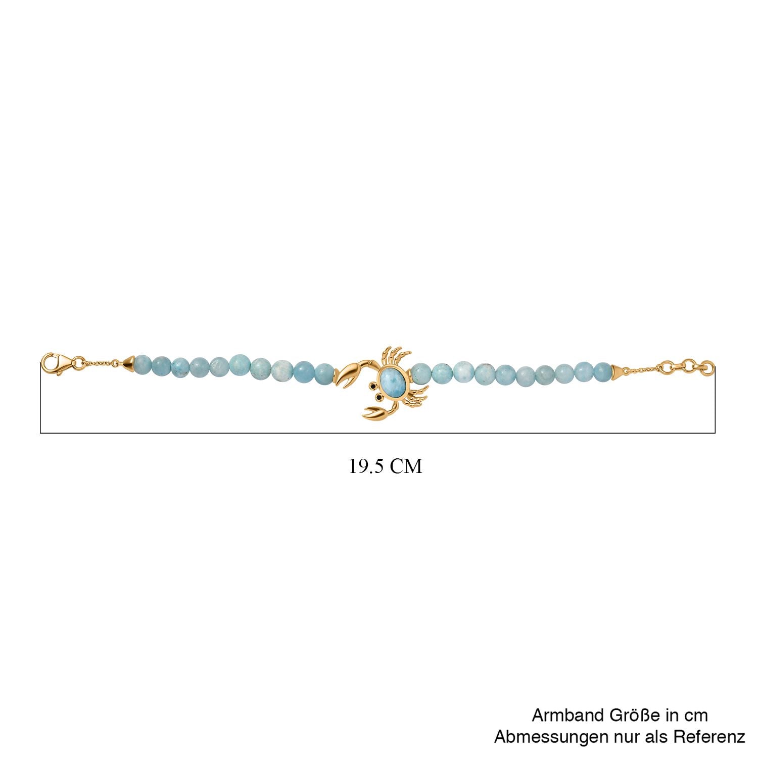 Larimar Armband ca. 18 cm 925 Silber 750 Gelbgold Vermeil ca. 28,07 ct.
