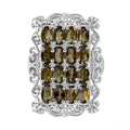 Gelber Turmalin, Weißer Zirkon Ring 925 Silber rhodiniert (Größe 17.00) ca. 3,39 ct