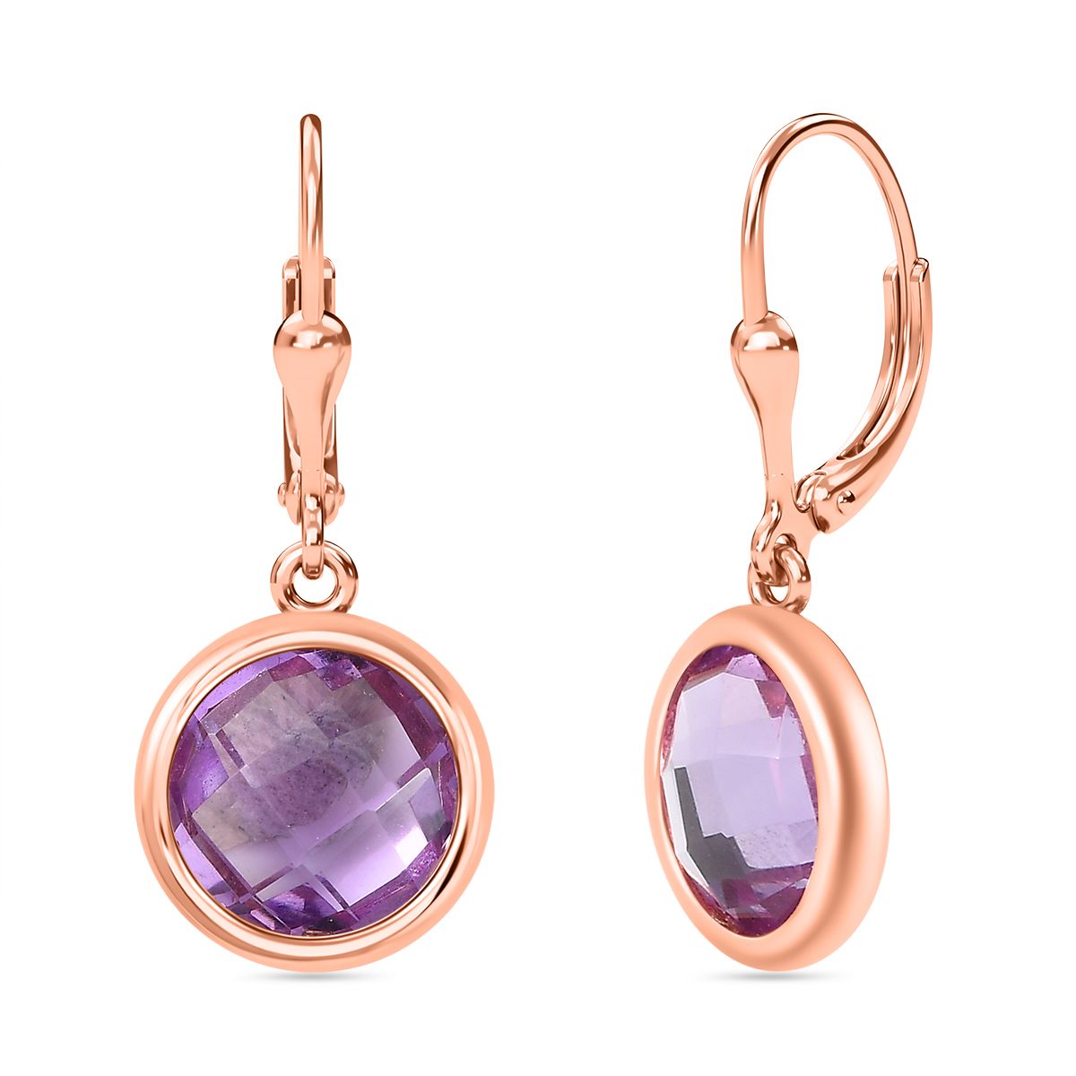 Rose De France Amethyst Ohrringe 925 Silber 750 Roségold Vermeil ca. 7,35 ct.