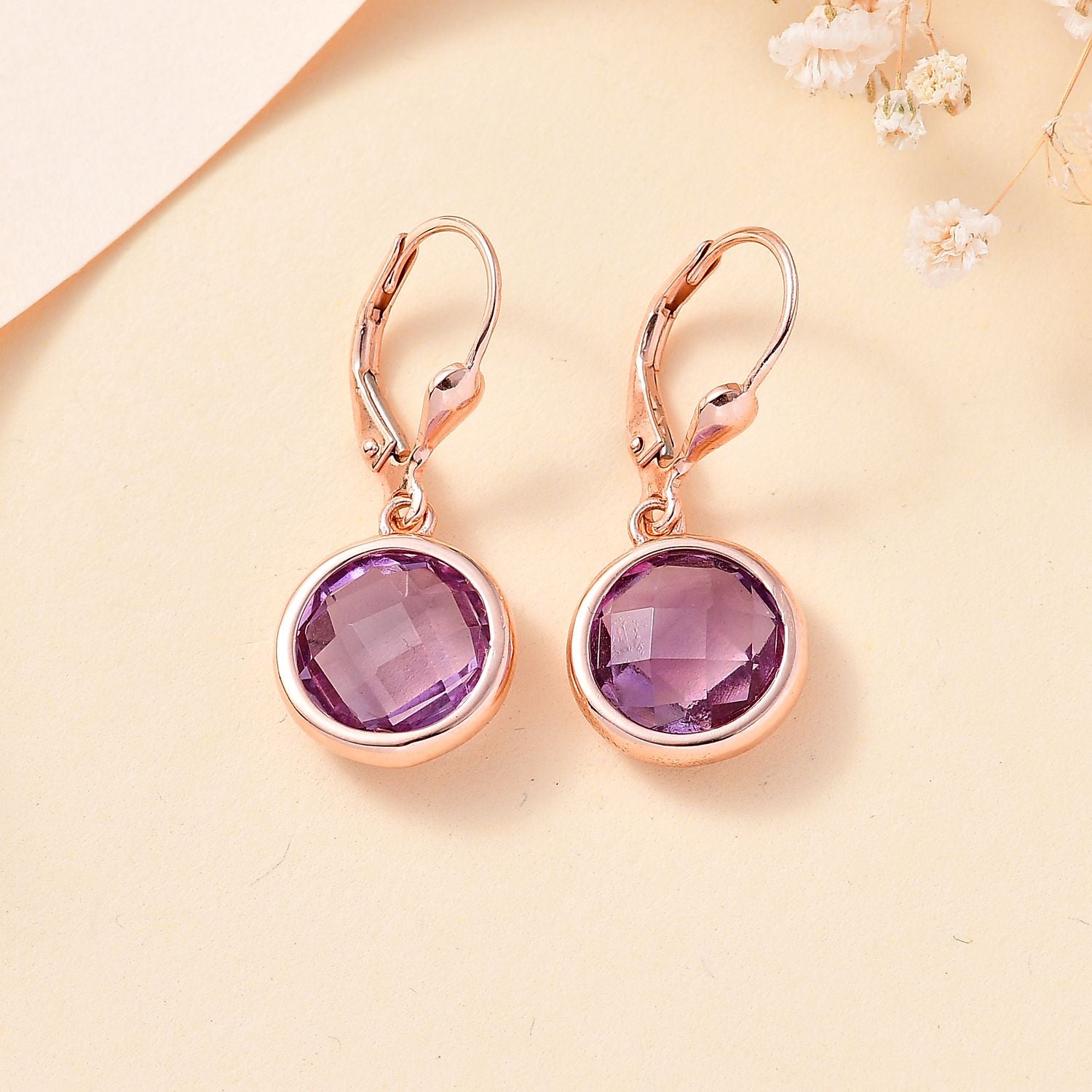 Rose De France Amethyst Ohrringe 925 Silber 750 Roségold Vermeil ca. 7,35 ct.