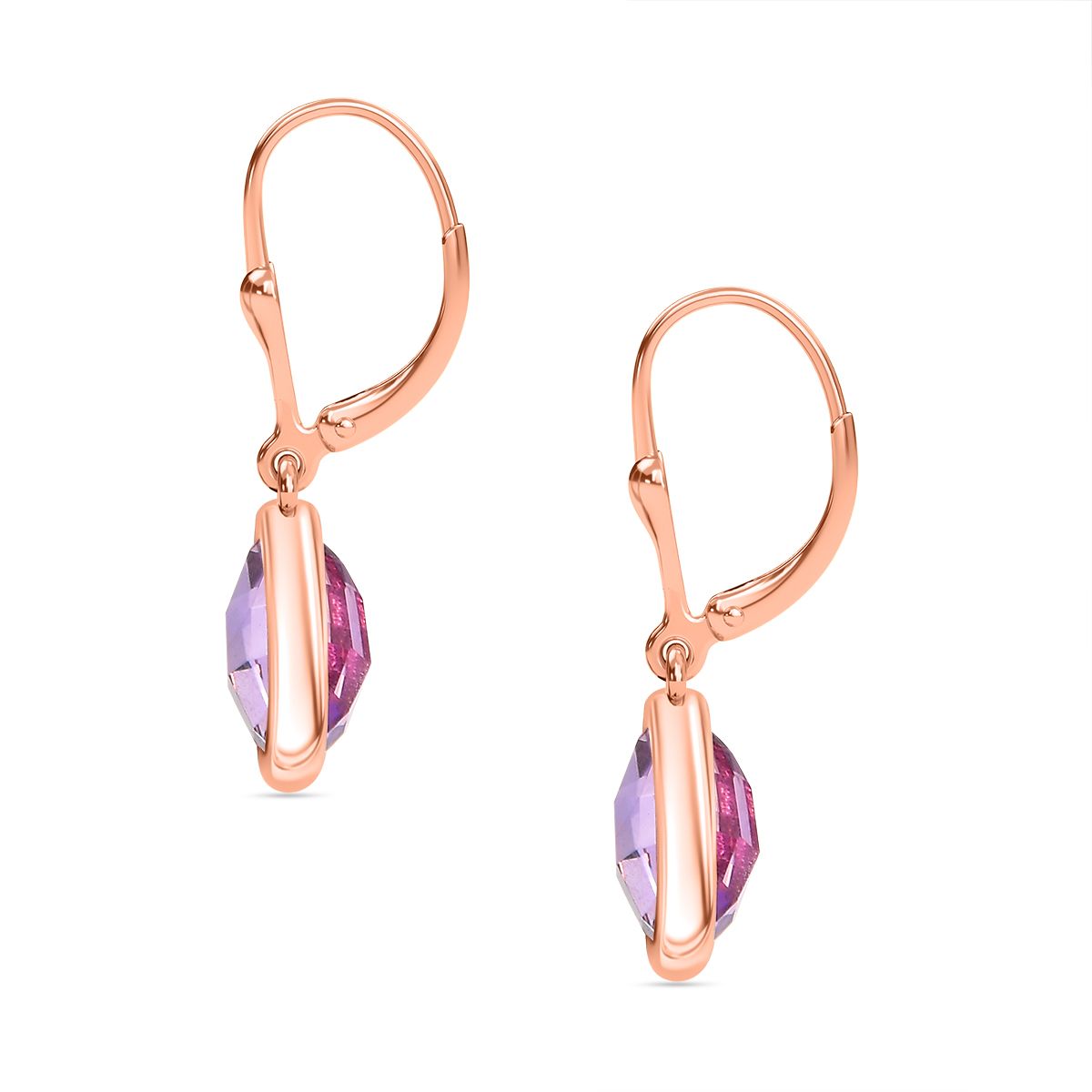 Rose De France Amethyst Ohrringe 925 Silber 750 Roségold Vermeil ca. 7,35 ct.