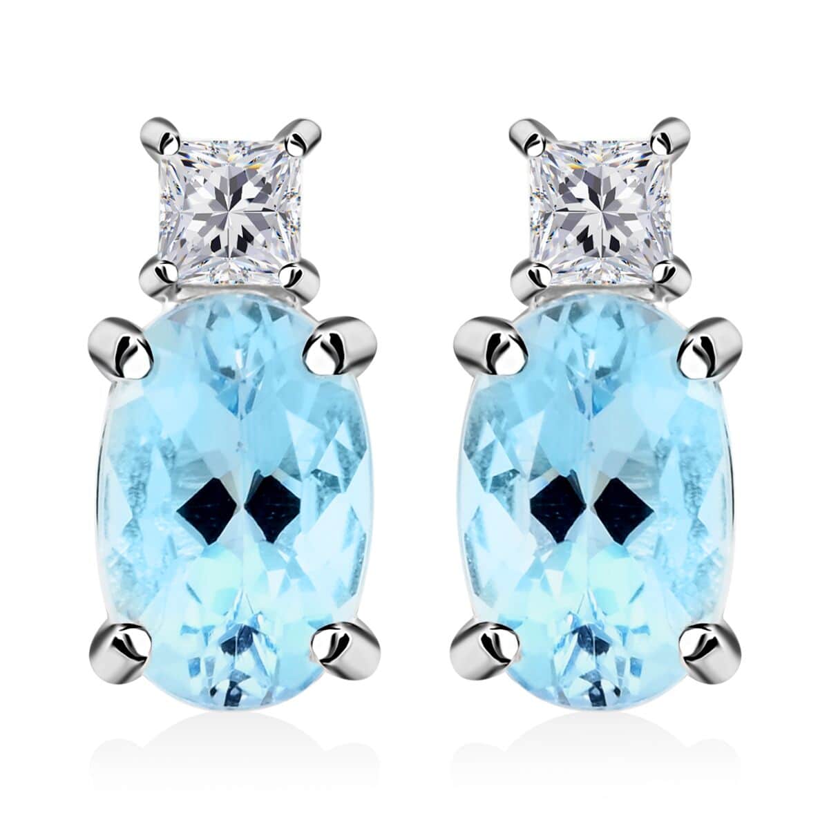 AAA Santamaria Aquamarin, Weißer Diamant VS-EF AGI zertifiziert und geprüft, Ohrringe 585 Weiß Gold ca. 1,00 ct.