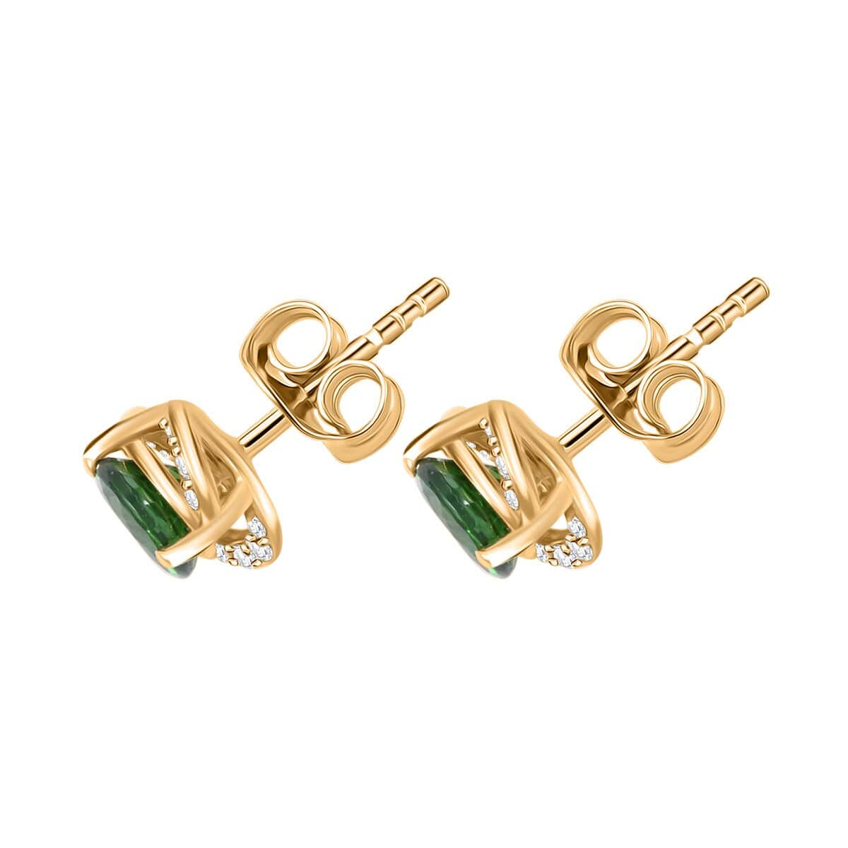 AAA Tsavorite Granat, Weißer Diamant Ohrringe 585 Gold ca. 1,29 ct.