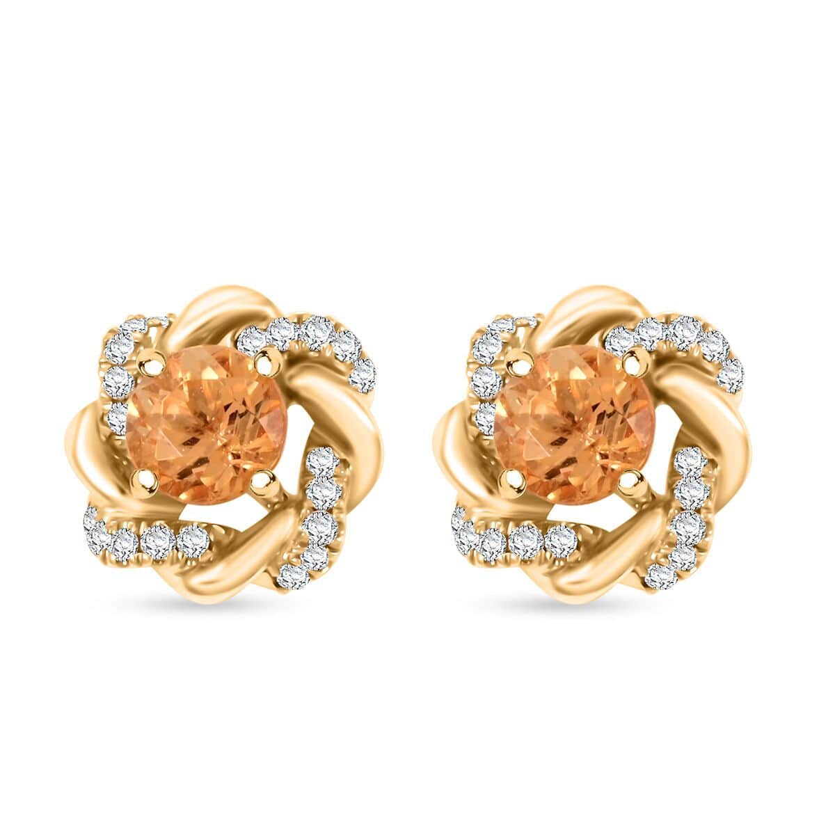 AAA Kaiserlicher Topas, Weißer Diamant Ohrringe 417 Gold ca. 1,37 ct.