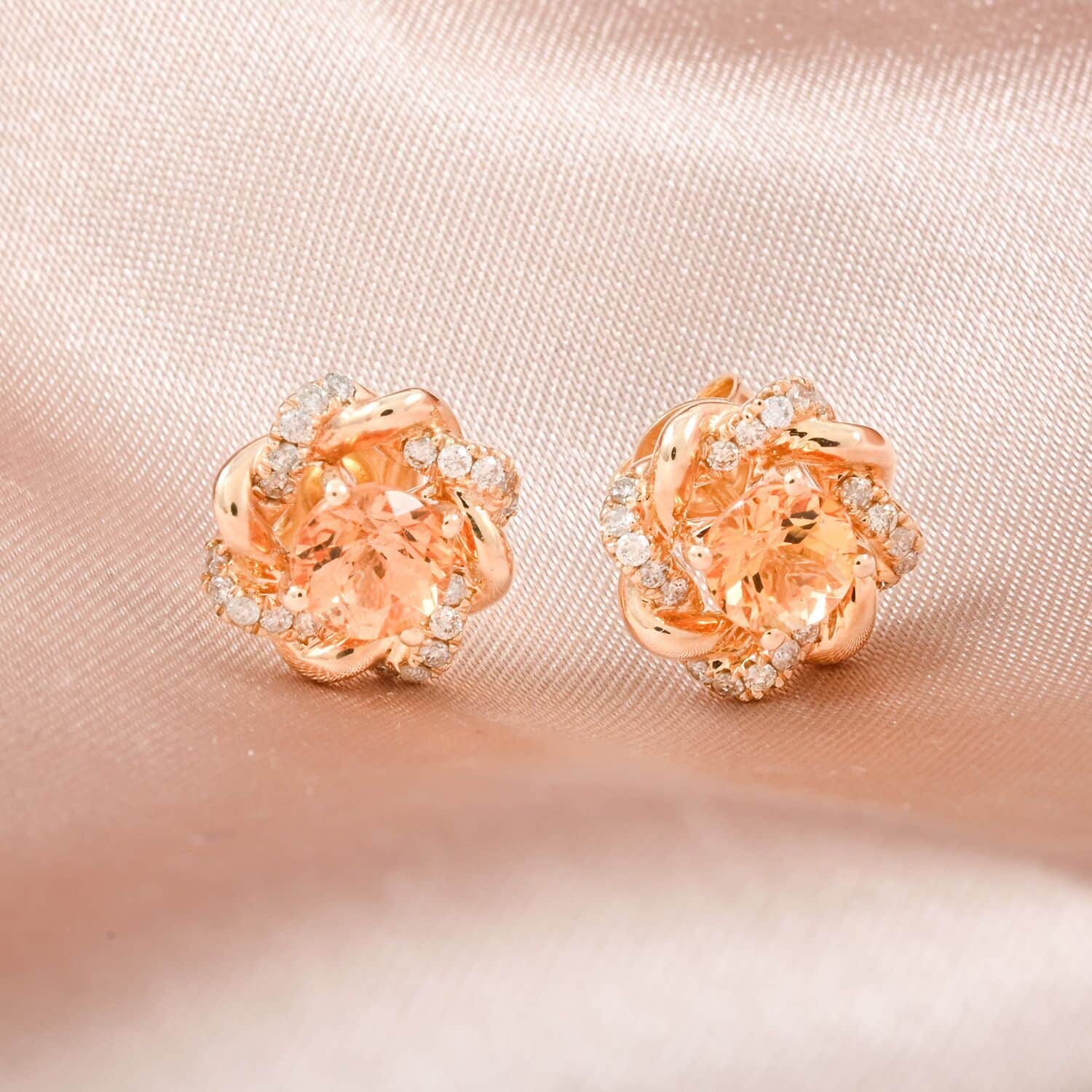 AAA Kaiserlicher Topas, Weißer Diamant Ohrringe 417 Gold ca. 1,37 ct.