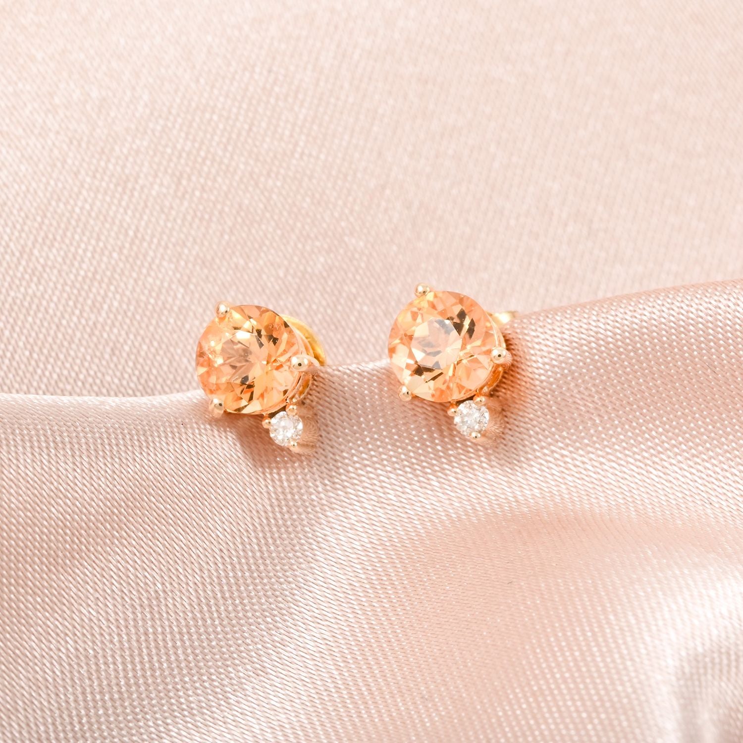 AAA Kaiserlicher Topas, Weißer Diamant Ohrringe 417 Gold ca. 1,20 ct.