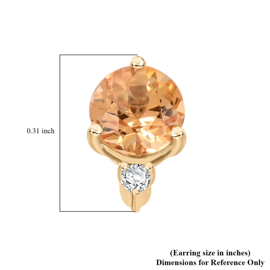 AAA Kaiserlicher Topas, Weißer Diamant Ohrringe 417 Gold ca. 1,20 ct.