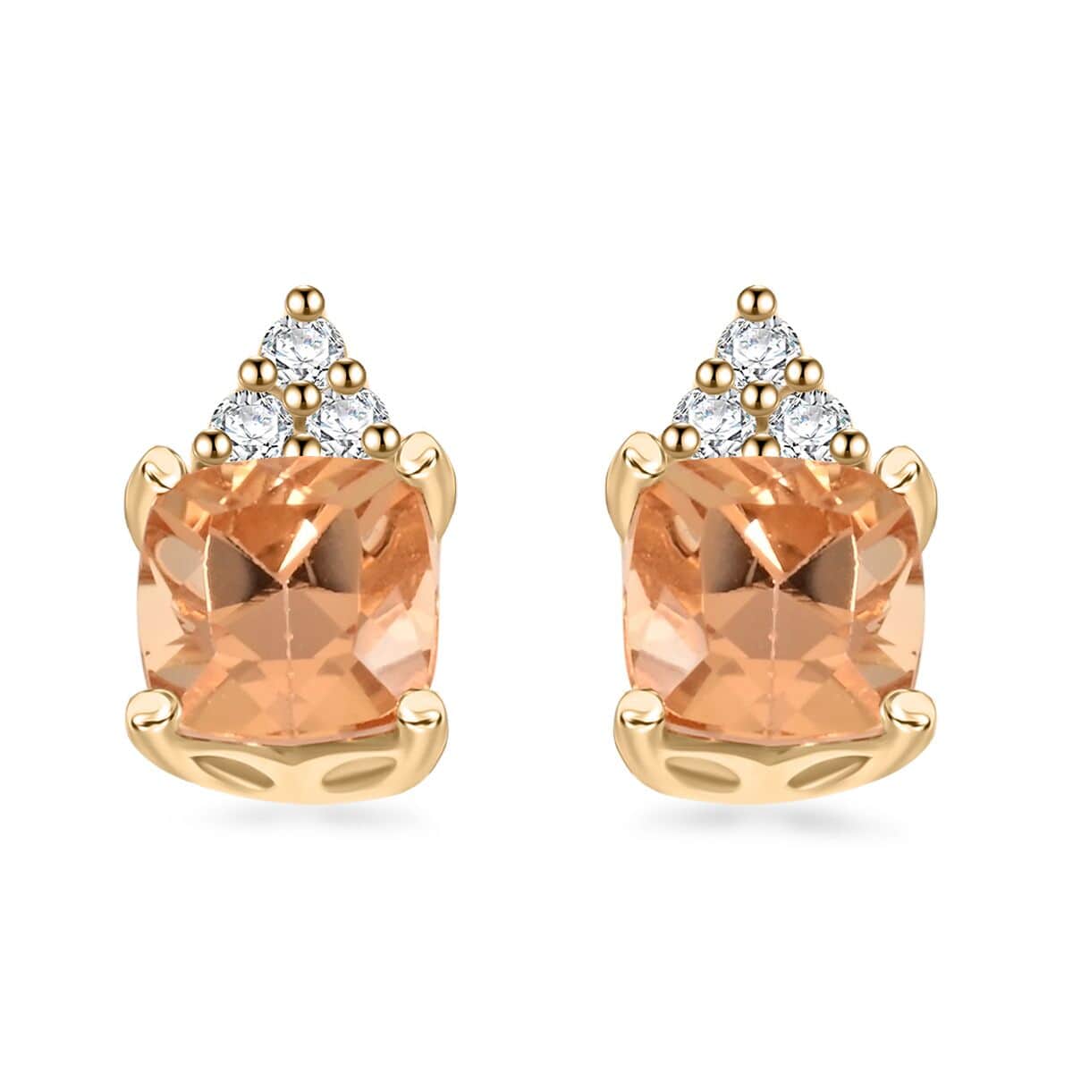 AAA Kaiserlicher Topas, Weißer Diamant Ohrringe 417 Gold ca. 1,59 ct.