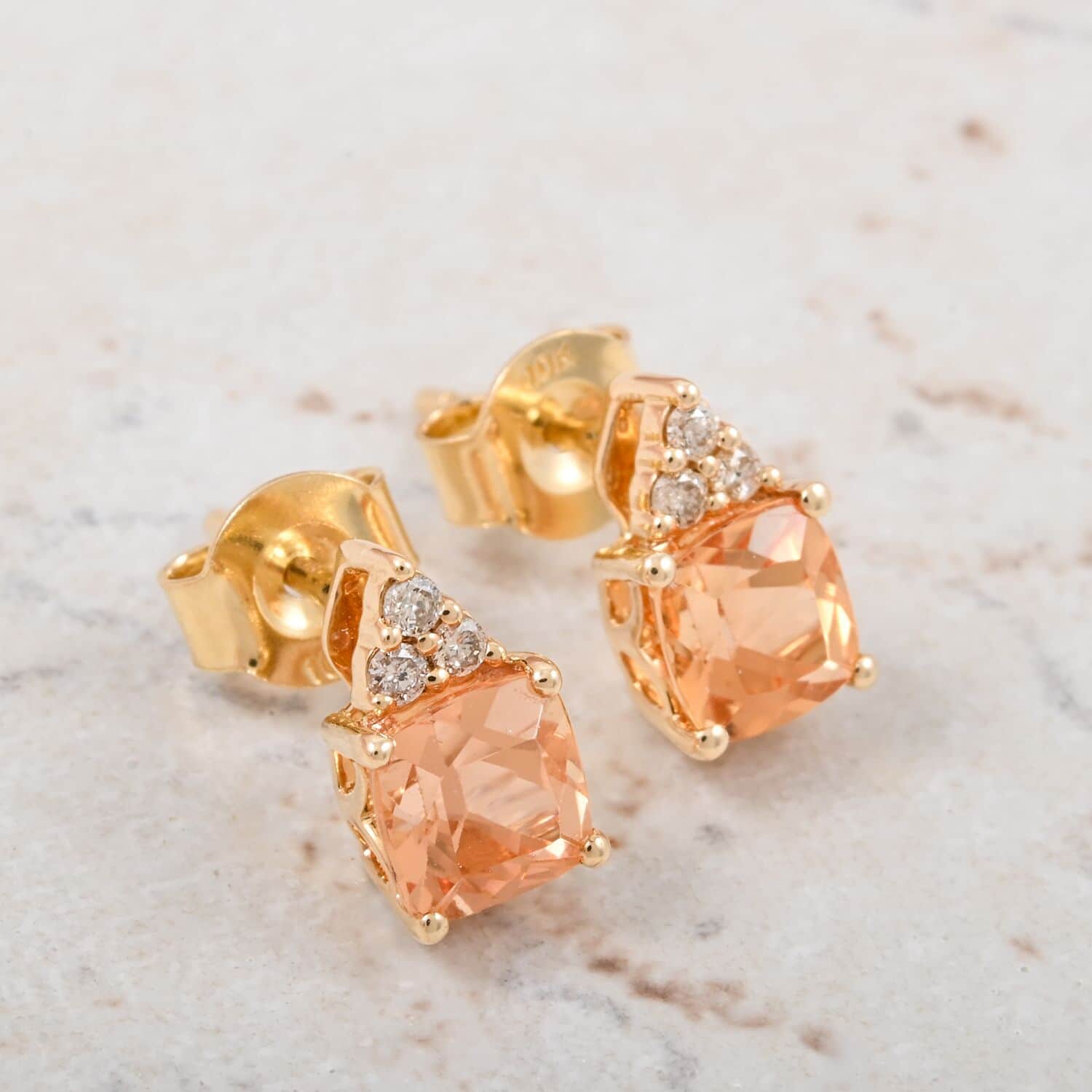 AAA Kaiserlicher Topas, Weißer Diamant Ohrringe 417 Gold ca. 1,59 ct.