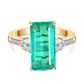 Smaragd-Quarz Triplette, Weißer Zirkon Ring 925 Silber 750 Gelbgold Vermeil (Größe 17.00) ca. 5,30 ct
