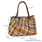 Chaos by Elsie - Echtleder Tragetasche mit RFID, Multicolor-Webmuster-Design, Größe: L39xW14xH27cm