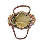 Chaos by Elsie - Echtleder Tragetasche mit RFID, Multicolor-Webmuster-Design, Größe: L39xW14xH27cm