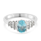 Kambodschanischer, blauer Zirkon und Diamant-Ring, 925 Silber platiniert ca. 1,38 ct