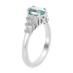 Kambodschanischer, blauer Zirkon und Diamant-Ring, 925 Silber platiniert ca. 1,38 ct